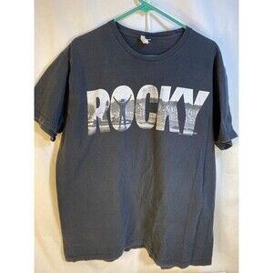 ROCKY Black Short Sleeve Crew Neck Graphic Prints XL 100 % Cotten USED Soft